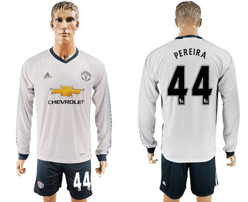 Manchester United #44 Pereira Sec Away Long Sleeves Soccer Club Jersey - Click Image to Close